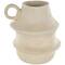 14" Cream Paper Mache Fluted Vase with Ring Handle